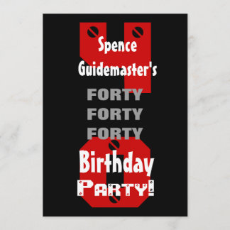 40. Geburtstag Moderne Schwarz-Weiß-Rivets B475 Einladung