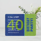 40. Geburtstag Modernes Blau und Grün B40D Einladung (Stehend Vorderseite)