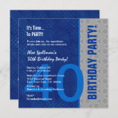 40. Geburtstag Modernes Blau und Silber S301 Einladung (Vorne/Hinten)