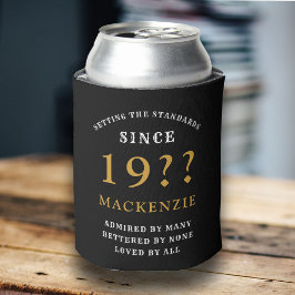 40. Geburtstag Monogramm Name Jahr Schwarzes Gold Dosenkühler