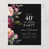 40. Geburtstag Moody Floral Einladung (Vorderseite)