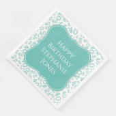 40. Geburtstag Muster Aquamarin/weiß Bracket Numbe Serviette (Ecke)