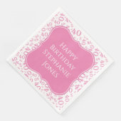40. Geburtstag Muster für rosa/weiße Bracket Numbe Serviette (Ecke)