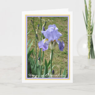 40. Geburtstag Name Blume Iris Eleganter Goldrahme Karte