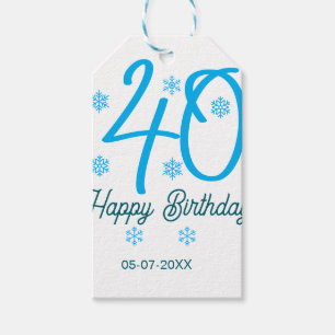 40. Geburtstag Name Datum Jahr blau Vorlage Geschenkanhänger