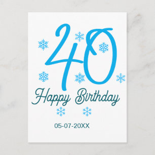 40. Geburtstag Name Datum Jahr blau Vorlage Postkarte