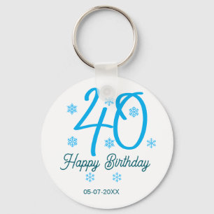 40. Geburtstag Name Datum Jahr blau Vorlage Schlüsselanhänger