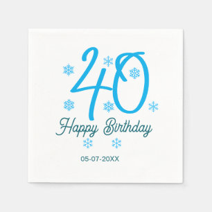 40. Geburtstag Name Datum Jahr blau Vorlage Serviette