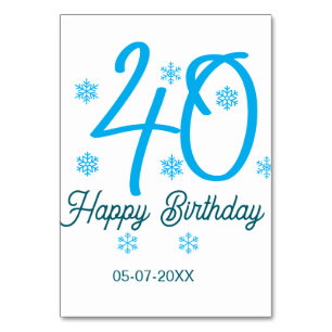 40. Geburtstag Name Datum Jahr blau Vorlage Tischnummer