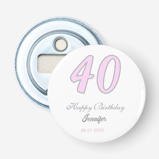 40. Geburtstag Name Datum Jahr rosa grau Pastell Flaschenöffner