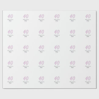 40. Geburtstag Name Datum Jahr rosa grau Pastell Geschenkpapier