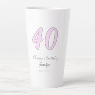 40. Geburtstag Name Datum Jahr rosa grau Pastell Milchtasse
