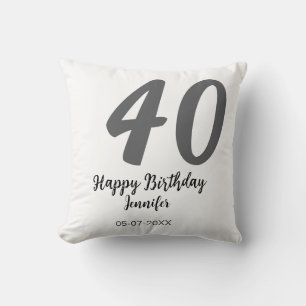 40. Geburtstag Name Datum Jahr schwarze Vorlage ge Kissen