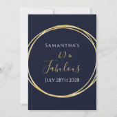 40. Geburtstag Navy Gold Geburtstag Einladung (Rückseite)