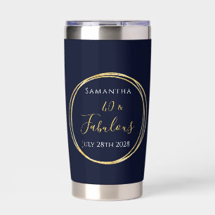 40. Geburtstag Navy Gold Personalisiertes Partyges Thermobecher