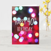 40. Geburtstag Neon-Partylichter Karte (Gelbe Blume)