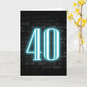 40. Geburtstag Neon Sign auf Brick Karte (Gelbe Blume)