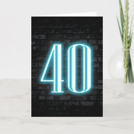 40. Geburtstag Neon Sign auf Brick Karte