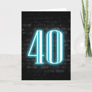 40. Geburtstag Neon Sign auf Brick Karte