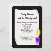 40. Geburtstag Neon-Zeichen mit Kerze Einladung (Rückseite)