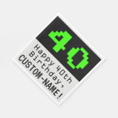 40. Geburtstag - Nerdy / Geeky Style "40" & Name Serviette (Ecke)