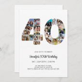 40. Geburtstag Nr. 40 Custom Foto Collage Einladung (Vorne/Hinten)