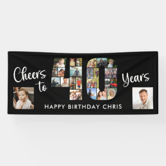40. Geburtstag Nummer 40 Foto Collage Cheers Banner