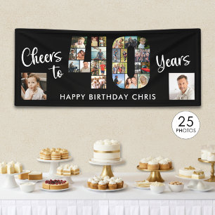 40. Geburtstag Nummer 40 Foto Collage Cheers Banner