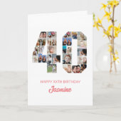 40. Geburtstag Nummer 40 FotoCollage Personalisier Karte (Gelbe Blume)