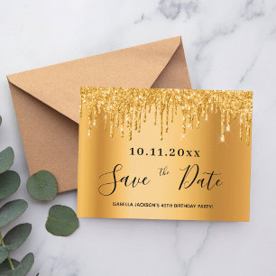 40. Geburtstag Party 40 Gold Glitzer Save the Date Postkarte