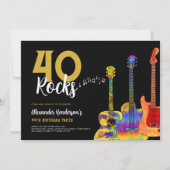40. Geburtstag Party 40 Rocks Gitarre Einladung (Vorderseite)