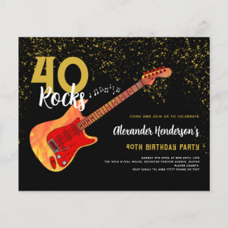 40. Geburtstag Party 40 Rocks Gold Glitzer Budget Flyer