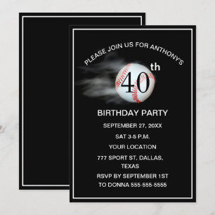 40. Geburtstag Party Baseball Black Vater Sport Einladung