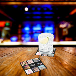 40. Geburtstag Party benutzerdefinierte Foto Colla Rechteckiger Pappuntersetzer