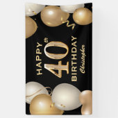 40. Geburtstag Party Black and Gold Balloons Banner (Vertikal)