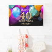 40. Geburtstag Party Black and Gold Balloons Banner (Insitu)