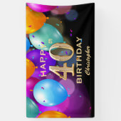 40. Geburtstag Party Black and Gold Balloons Banner (Vertikal)