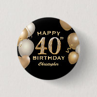 40. Geburtstag Party Black and Gold Balloons