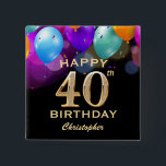 40. Geburtstag Party Black and Gold Balloons Button<br><div class="desc">40. Geburtstag Party Schwarz und Gold Farbige Balloons und Confetti Button. Für weitere Anpassungen klicken Sie bitte auf die Schaltfläche "Anpassen" und verwenden Sie unser Designwerkzeug,  um diese Vorlage zu ändern.</div>