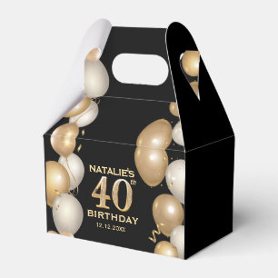 40. Geburtstag Party Black and Gold Balloons Geschenkschachtel