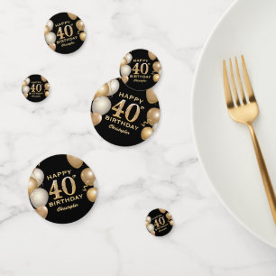 40. Geburtstag Party Black and Gold Balloons Konfetti