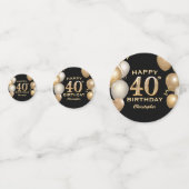 40. Geburtstag Party Black and Gold Balloons Konfetti (Rückseiten)