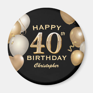 40. Geburtstag Party Black and Gold Balloons Magnet