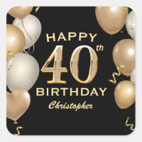 40. Geburtstag Party Black and Gold Balloons