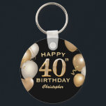 40. Geburtstag Party Black and Gold Balloons Schlüsselanhänger<br><div class="desc">40. Geburtstag Party Black and Gold Balloons und Confetti Schlüsselanhänger. Für weitere Anpassungen klicken Sie bitte auf die Schaltfläche "Anpassen" und verwenden Sie unser Designwerkzeug,  um diese Vorlage zu ändern.</div>
