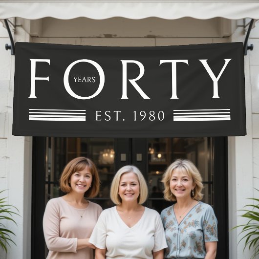 40. Geburtstag Party Black Banner