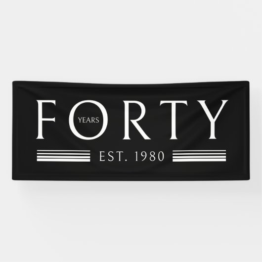 40. Geburtstag Party Black Banner (Horizontal)