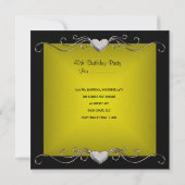 40. Geburtstag Party Black Bright Chartreuse Gold Einladung (Rückseite)