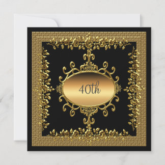 40. Geburtstag Party Black Gold Einladung