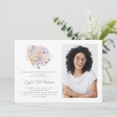 40. Geburtstag Party Blume Bouquet Foto Überraschu Einladung (Stehend Vorderseite)